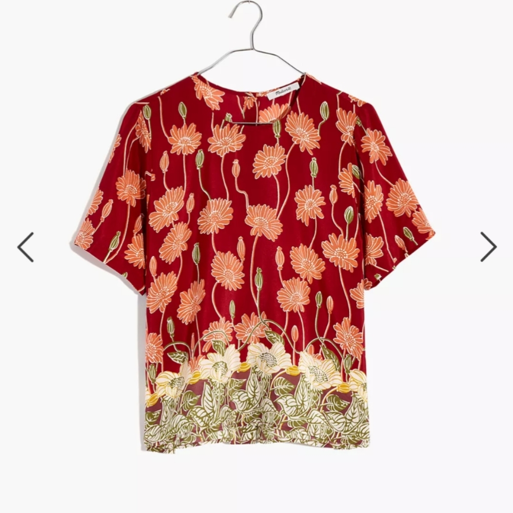 Madewell Silk Button-Back Pocket Top